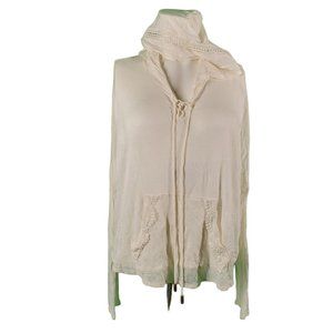 Athropologie Paper Crane Boho Crochet Lightweight Gauzy Pullover hoodie S